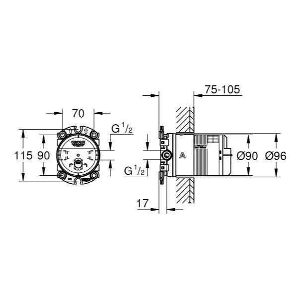 26484000 Grohe Rainshower univerzalni podometni del za nadglavno prho