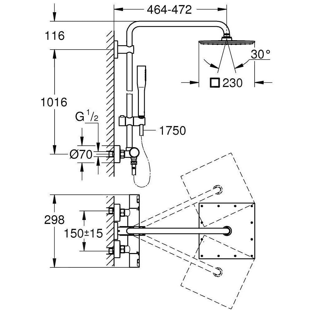 26365000 Grohe Vitalio Joy 230 termostatska armatura s tuš setom