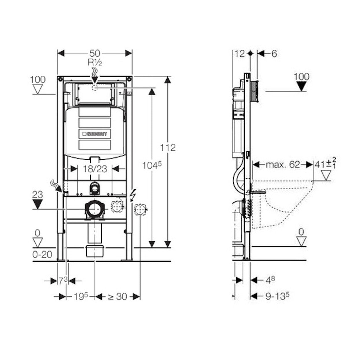 Podometni splakovalniki — 111.300.00.5 Geberit Duofix podometni splakovalnik za WC školjko (111.311.00.5) | SAN-KERAMIKA.SI