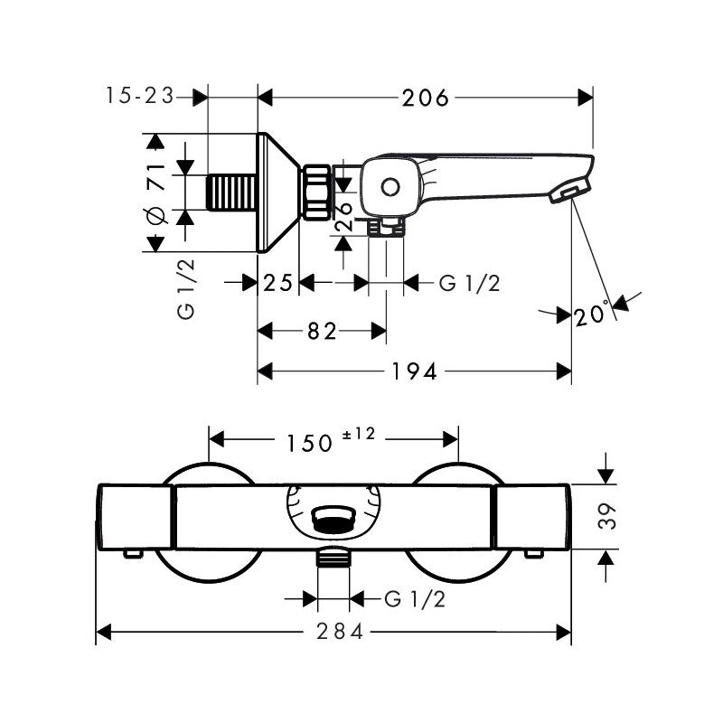 Armature za kadi — 13123000 Hansgrohe Ecostat armatura za kad termostatska | SAN-KERAMIKA.SI