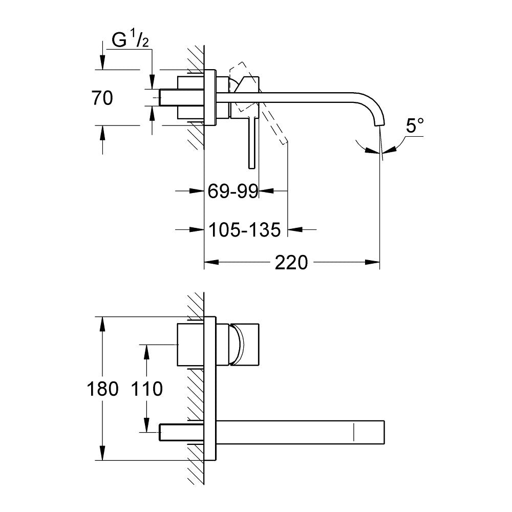 Armature za umivalnike — 19386000 Grohe Allure podometna armatura za umivalnik | SAN-KERAMIKA.SI