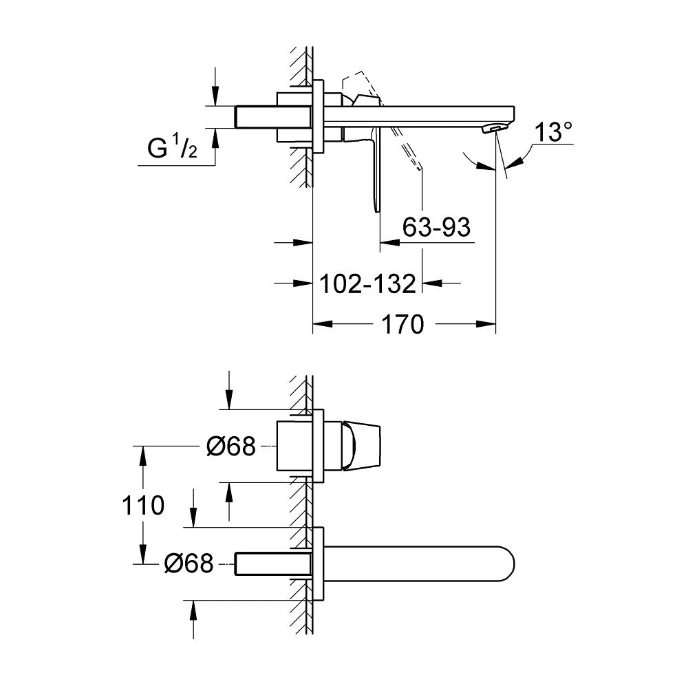 Armature za umivalnike — 19381000 Grohe Eurosmart Cosmopolitan podometna armatura za umivalnik | SAN-KERAMIKA.SI