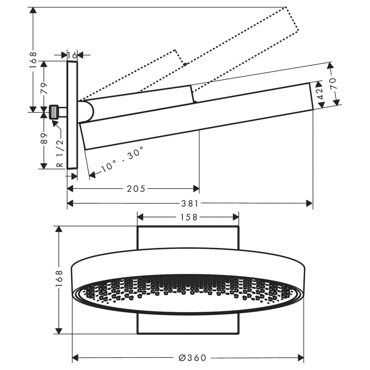 Nadglavne prhe — 26230670 Hansgrohe Rainfinity 360 nadglavna prha 1 funkcija | SAN-KERAMIKA.SI