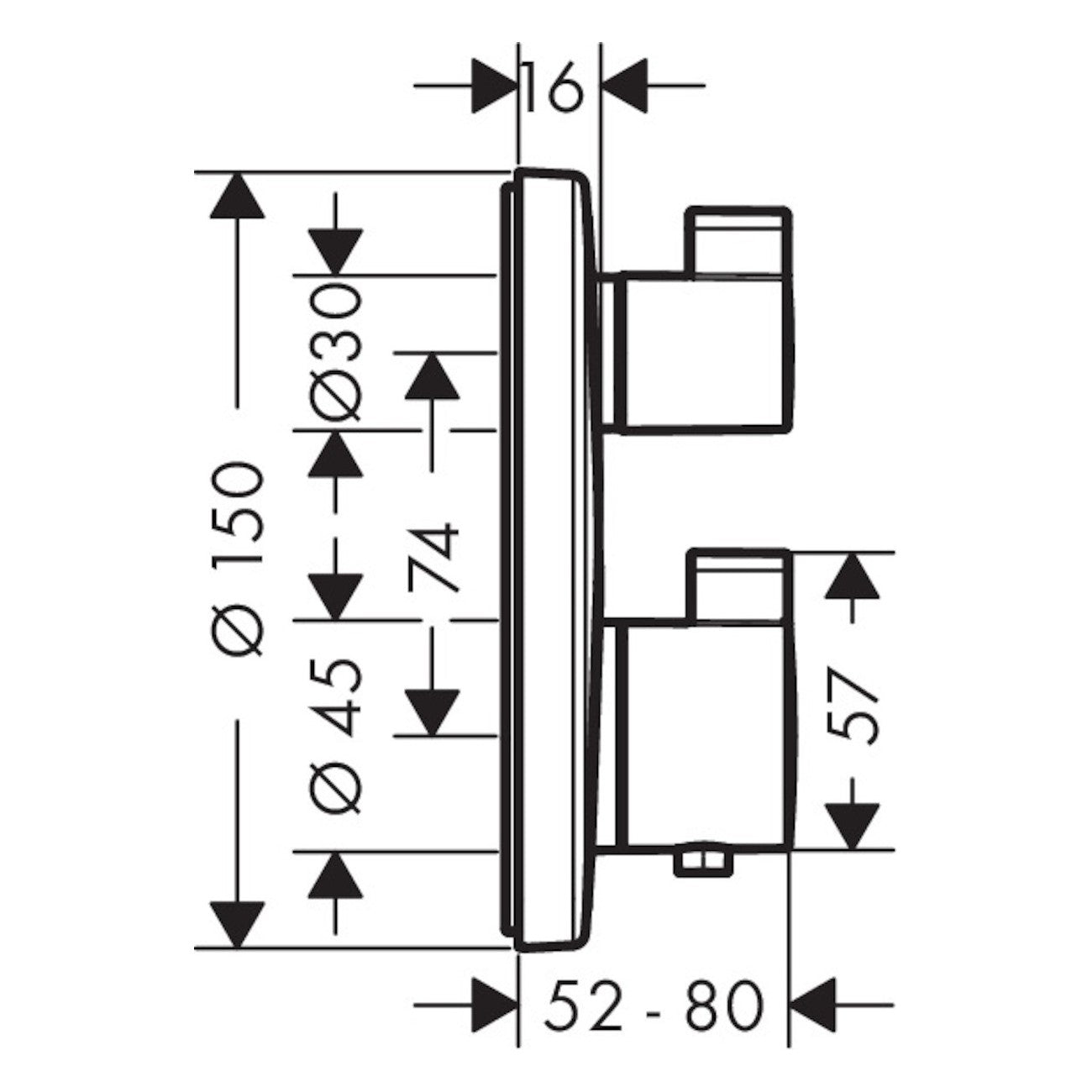 Armature - pokrivne plošče — 15757000 Hansgrohe Ecostat S termostatska pokrivna plošča | SAN-KERAMIKA.SI