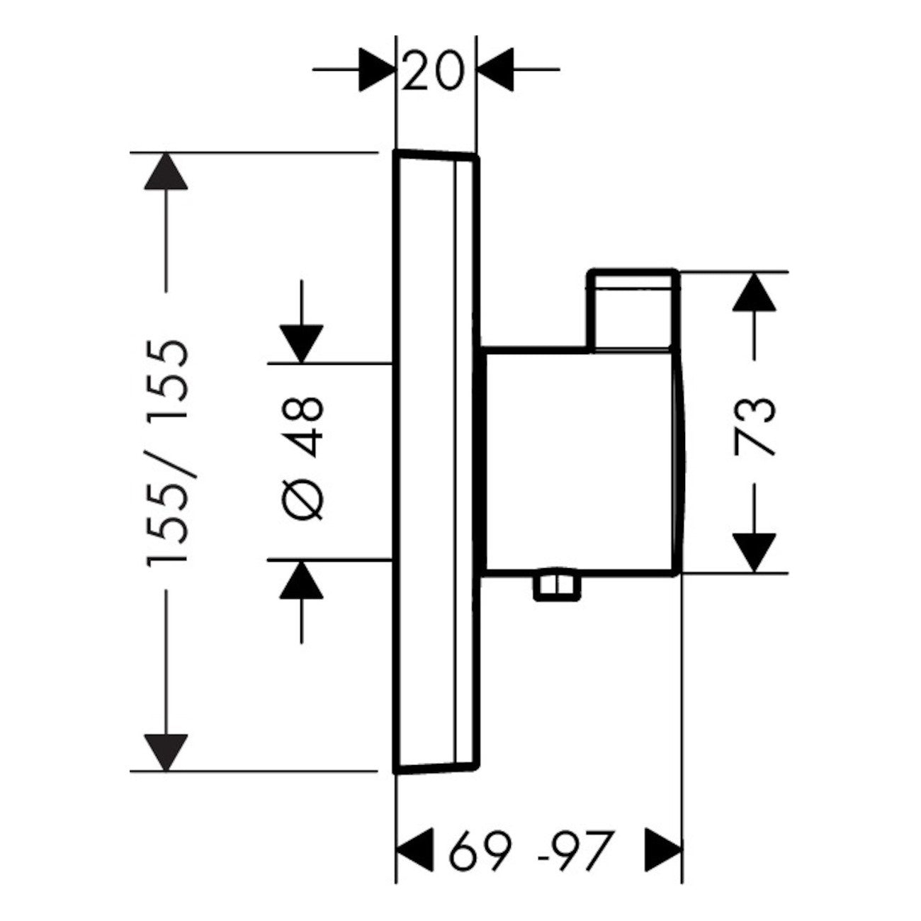 Armature - pokrivne plošče — 15760000 Hansgrohe ShowerSelect HighFlow termostatska pokrivna plošča | SAN-KERAMIKA.SI