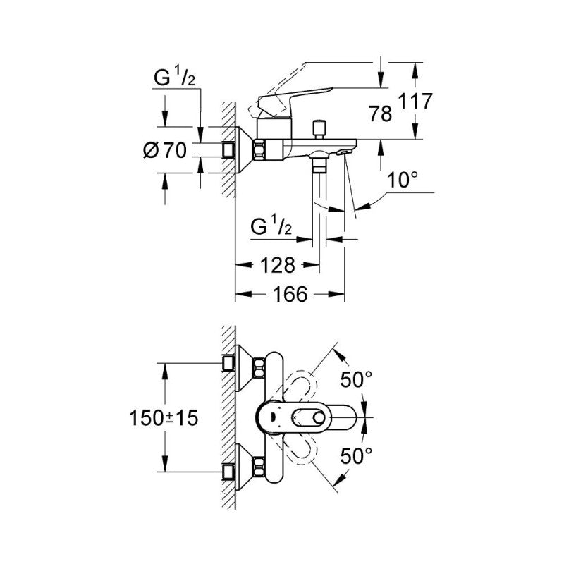 Armature za kadi — 23341000 Grohe Loop armatura za kad | SAN-KERAMIKA.SI