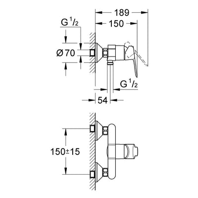 Armature za tuš — 23333000 Grohe BauEdge armatura za tuš | SAN-KERAMIKA.SI