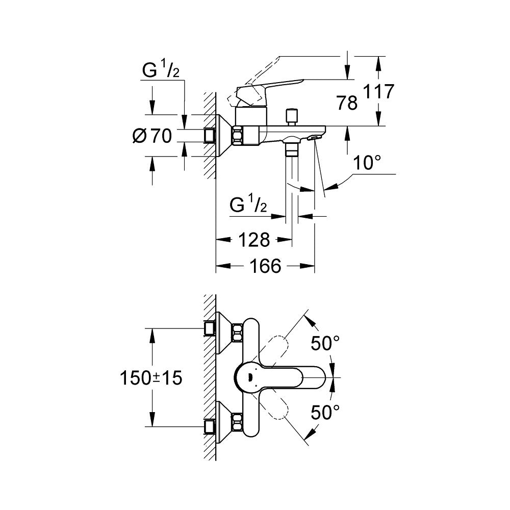 Armature za kadi — 23334000 Grohe BauEdge armatura za kad | SAN-KERAMIKA.SI