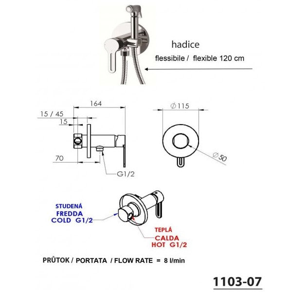 Armature za bide — 1103-07 Sapho podometna armatura za bide s tušem | SAN-KERAMIKA.SI