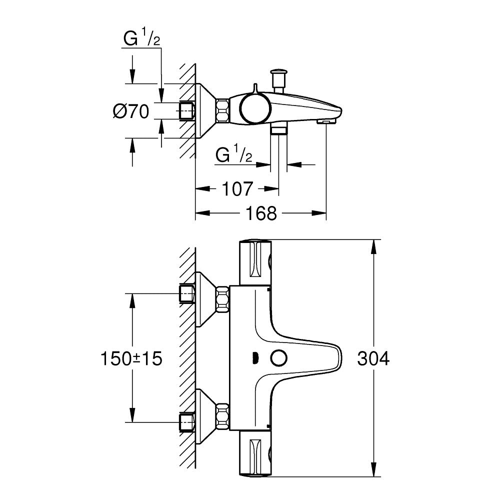 34567000 Grohe Grohtherm 800 armatura za kad termostatska