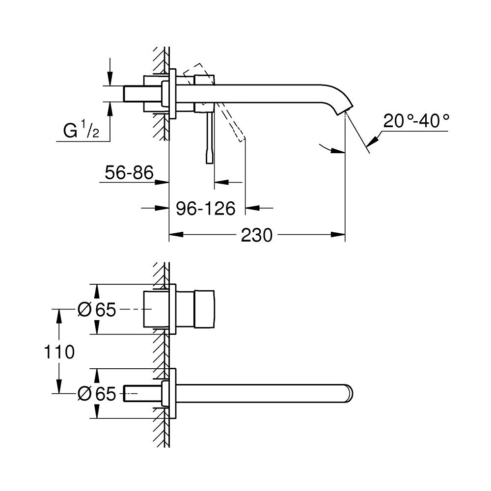 Armature za umivalnike — 19967001 Grohe Essence New podometna armatura za umivalnik | SAN-KERAMIKA.SI