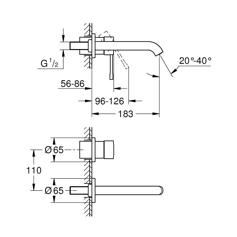 Armature za umivalnike — 19408A01 Grohe Essence New podometna armatura za umivalnik | SAN-KERAMIKA.SI