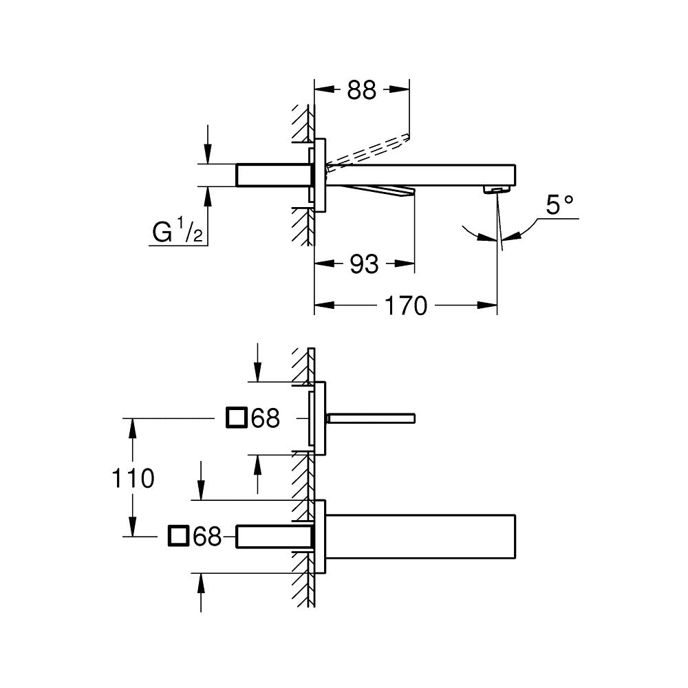 Armature za umivalnike — 19997000 Grohe Eurocube Joy podometna armatura za umivalnik | SAN-KERAMIKA.SI