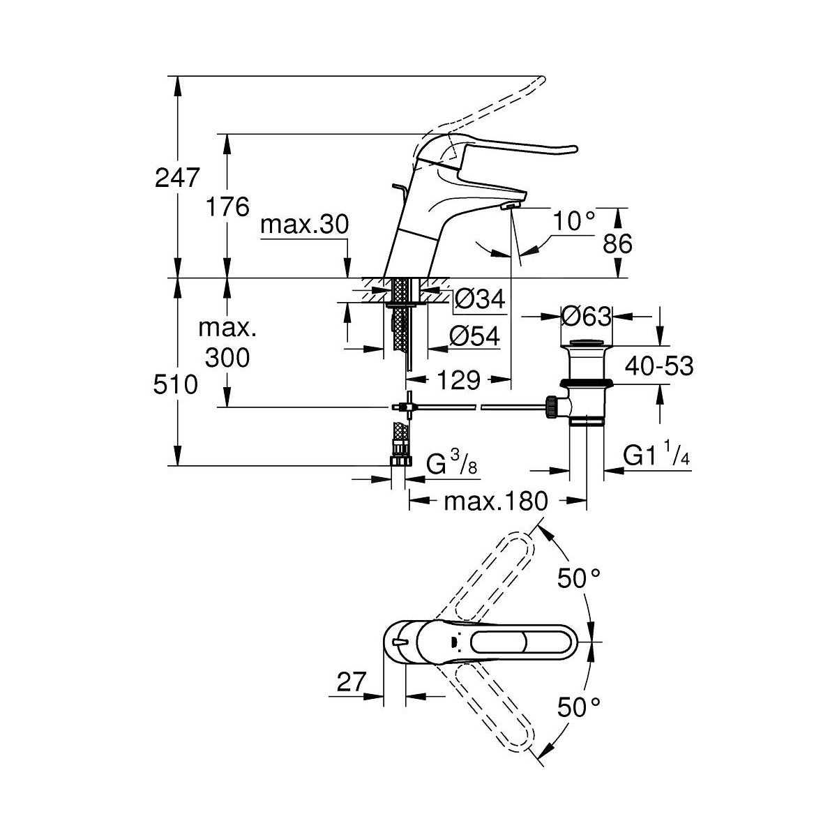 Armature za umivalnike — 23294000 Grohe Euroeco armatura za umivalnik | SAN-KERAMIKA.SI