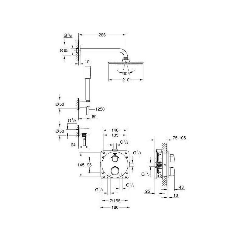 34732000 Grohe Grohtherm Perfect termostatski podometni komplet za tuš