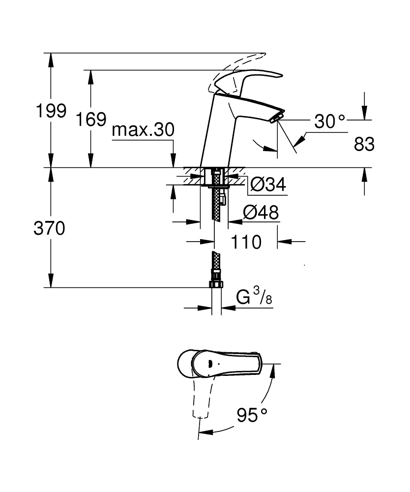 Armature za umivalnike — 2339510E Grohe Eurosmart ES Cold Start armatura za umivalnik | SAN-KERAMIKA.SI