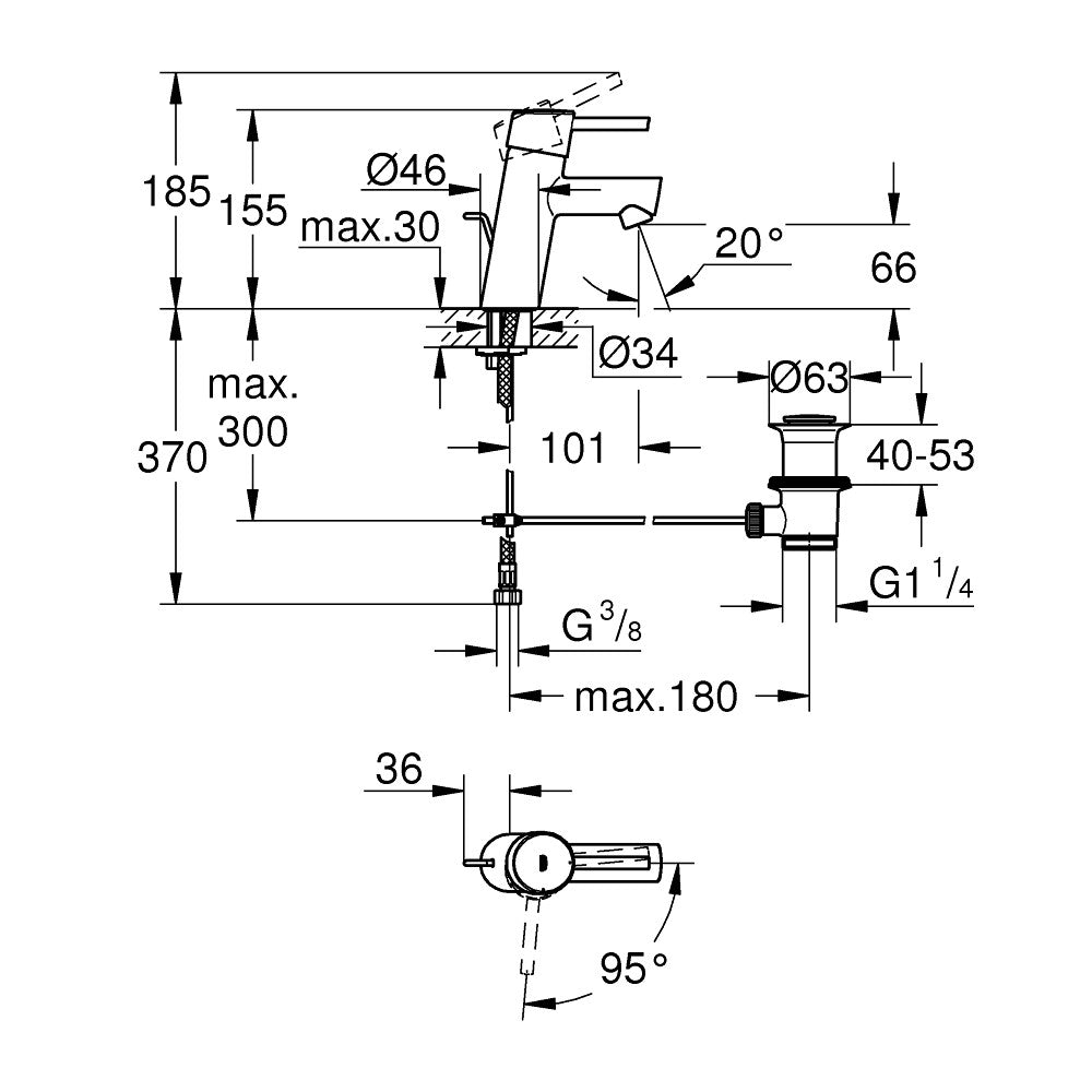 Armature za umivalnike — 2338010E Grohe Concetto Cold Start armatura za umivalnik | SAN-KERAMIKA.SI