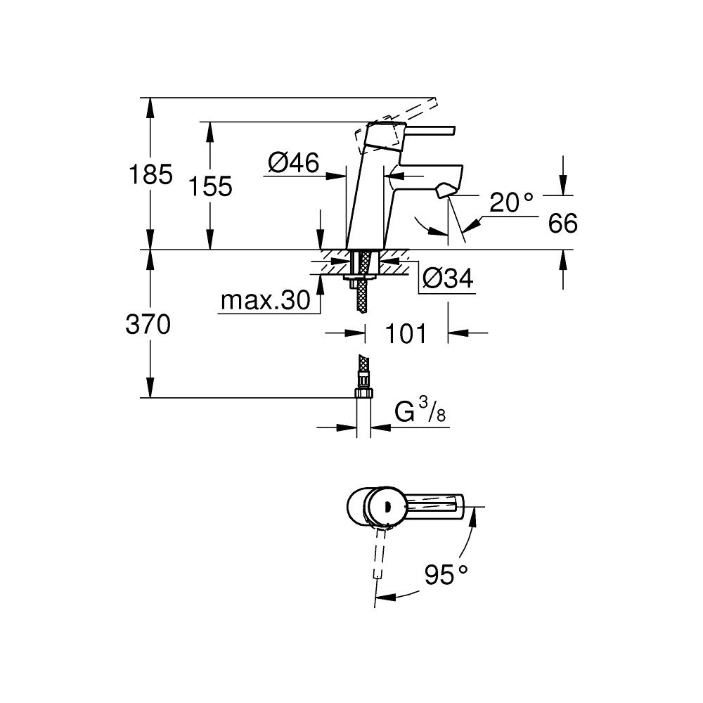 Armature za umivalnike — 2338510E Grohe Concetto Cold Start armatura za umivalnik | SAN-KERAMIKA.SI