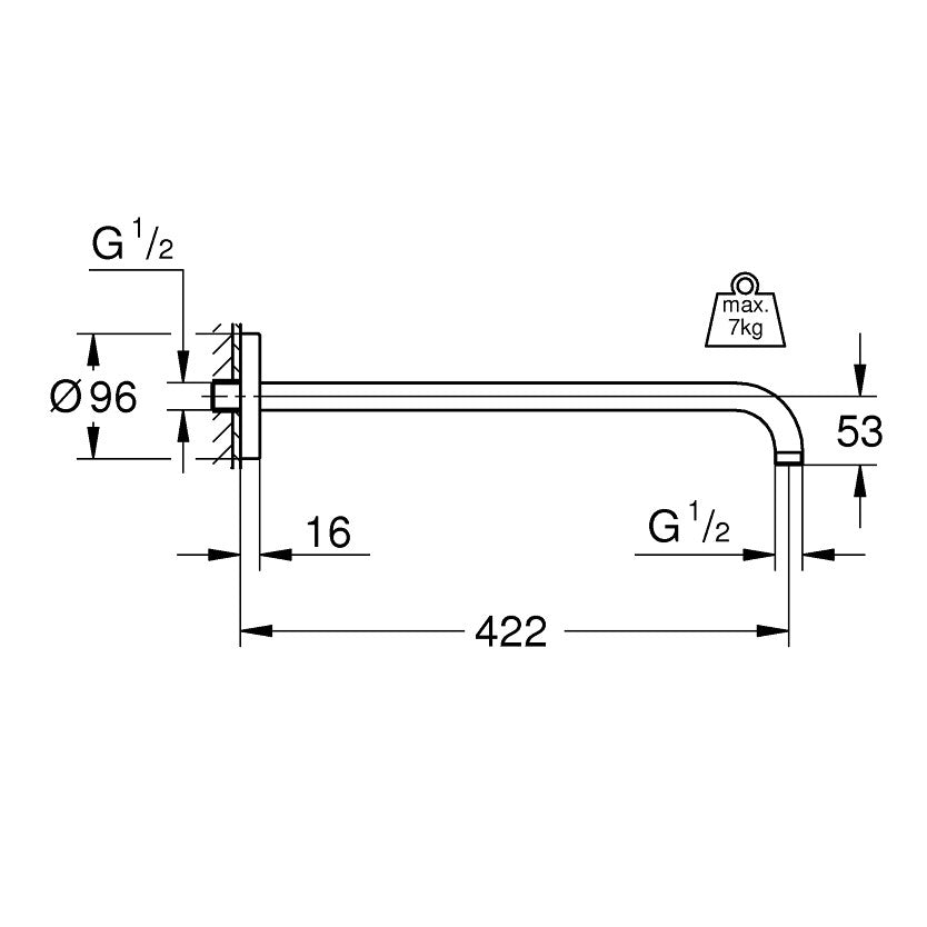 26146000 Grohe Rainshower držalo za nadglavno prho