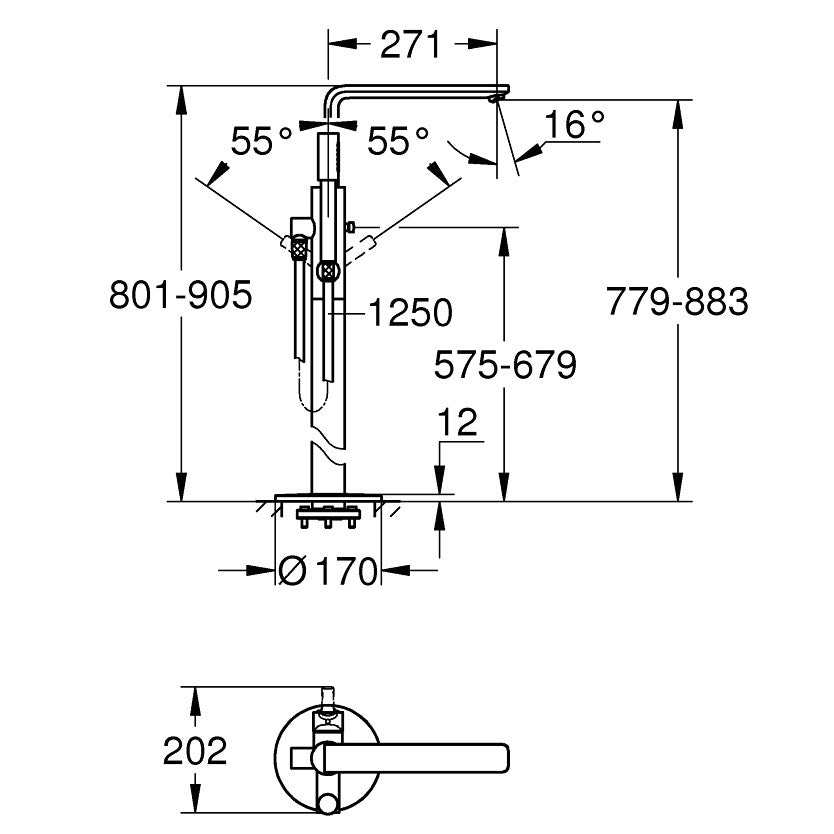 Armature za kadi — 23792001 Grohe Lineare samostoječa armatura za kad s tuš setom | SAN-KERAMIKA.SI