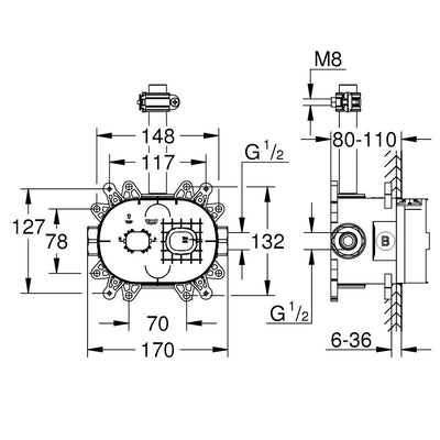 Podometni del — 26264001 Grohe Rainshower SmartControl podometni del za namestitev nadglavne prhe | SAN-KERAMIKA.SI