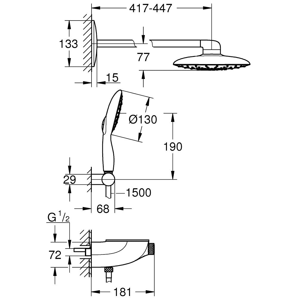 Tuš sistemi — 26446000 Grohe Rainshower System SmartControl 360 MONO termostatska armatura s tuš setom | SAN-KERAMIKA.SI