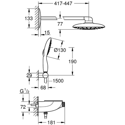 Tuš sistemi — 26446000 Grohe Rainshower System SmartControl 360 MONO termostatska armatura s tuš setom | SAN-KERAMIKA.SI