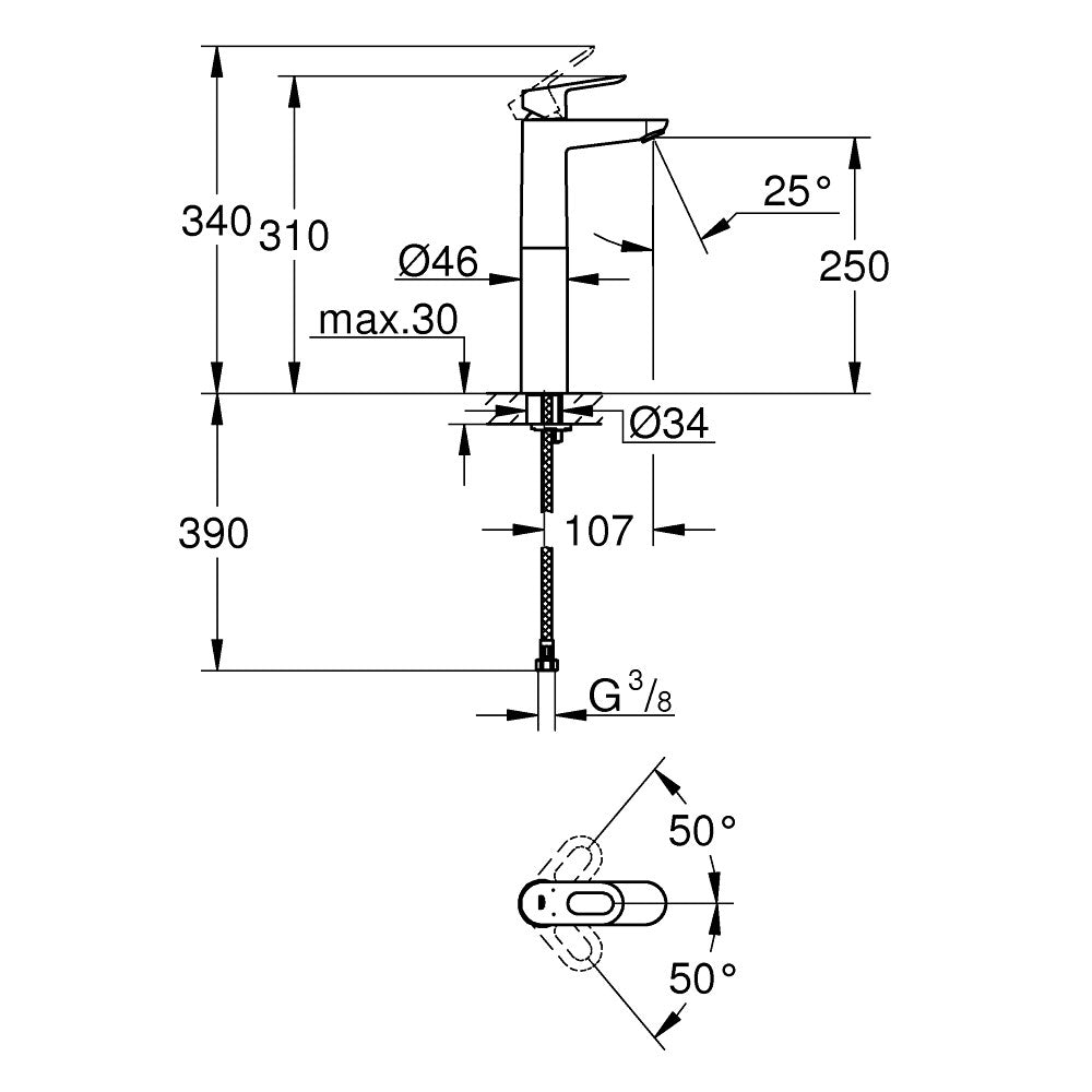 23764000 Grohe BauLoop visoka armatura za umivalnik