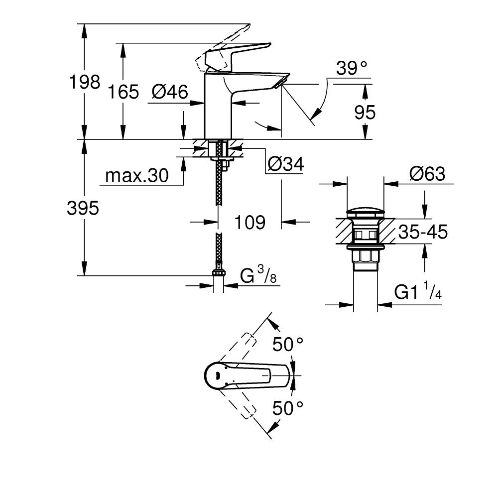 Armature za umivalnike — 23550002 Grohe Start armatura za umivalnik | SAN-KERAMIKA.SI