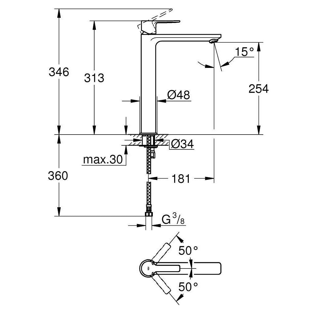 Armature za umivalnike — 23405001 Grohe Lineare visoka armatura za umivalnik | SAN-KERAMIKA.SI