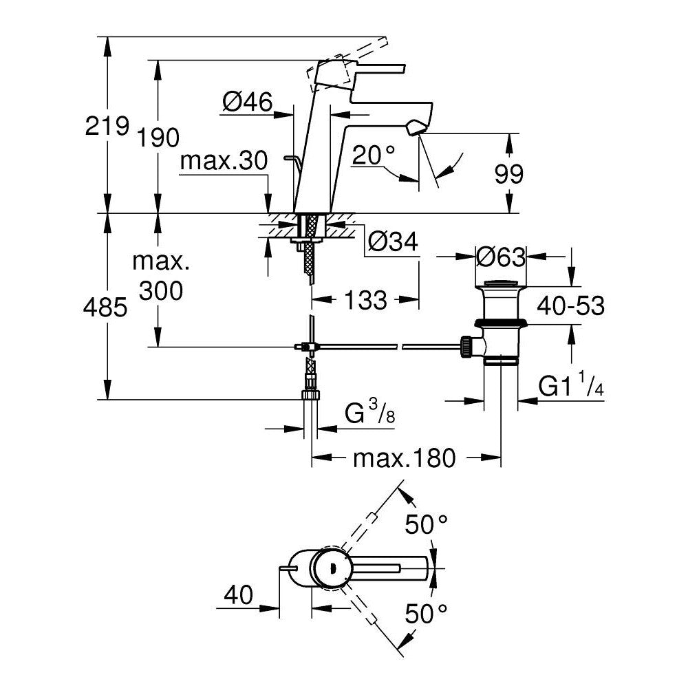 Armature za umivalnike — 23450001 Grohe Concetto New armatura za umivalnik | SAN-KERAMIKA.SI