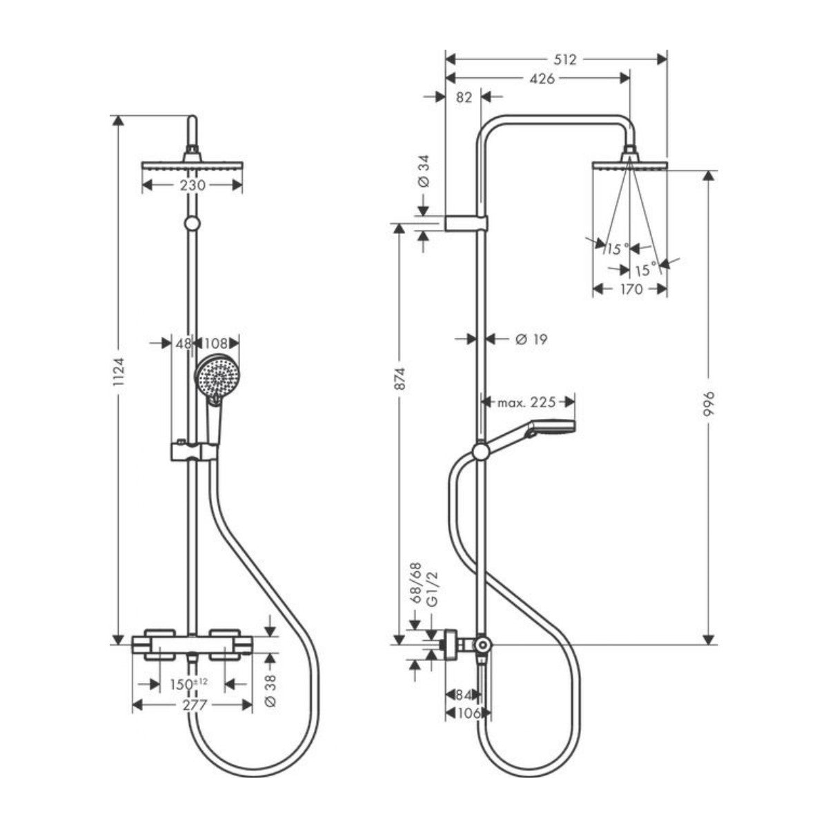 Tuš sistemi — 26097000 Hansgrohe Vernis Shape armatura za tuš termostatska s tuš setom EcoSmart | SAN-KERAMIKA.SI