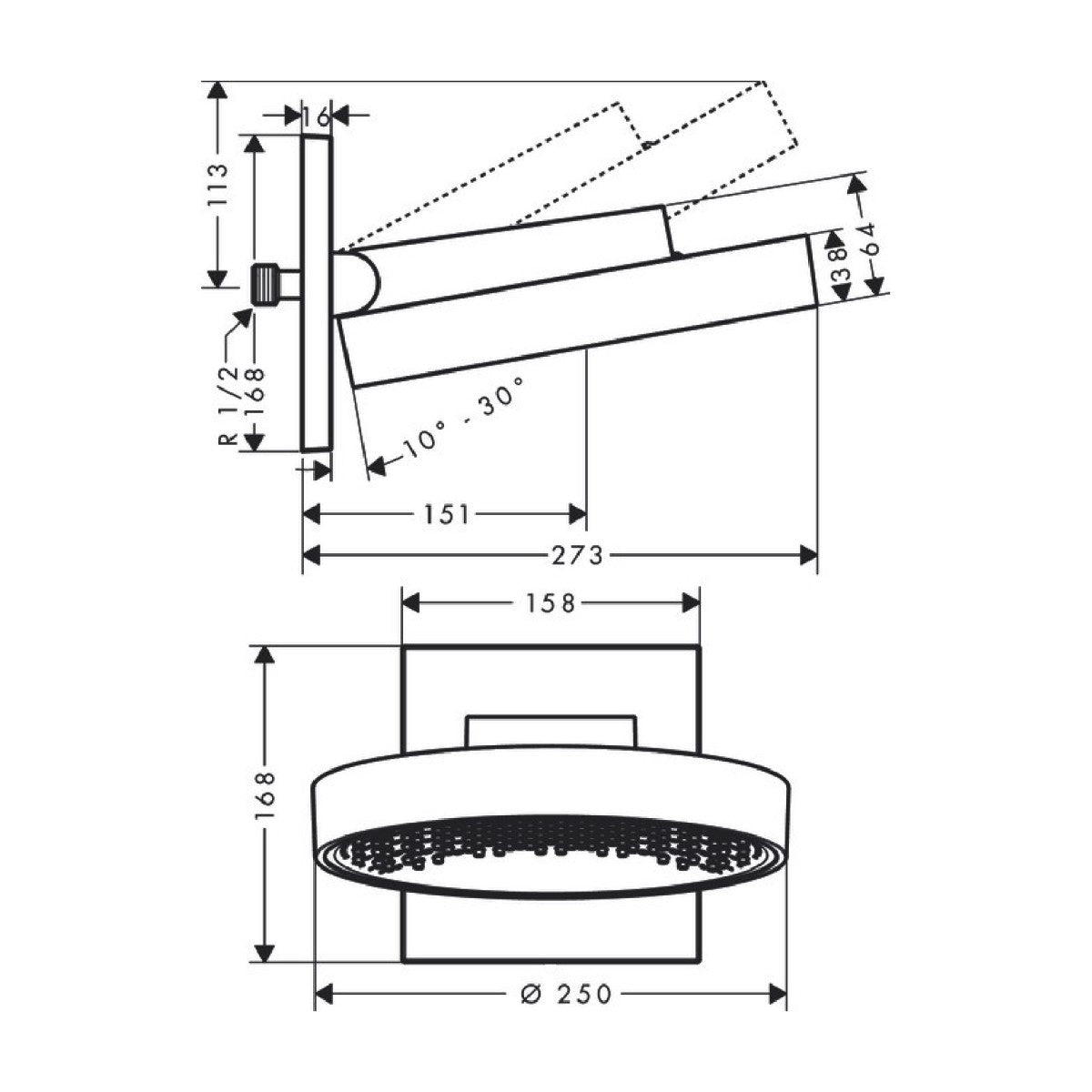 Nadglavne prhe — 26226000 Hansgrohe Rainfinity 250 nadglavna prha 1 funkcija | SAN-KERAMIKA.SI