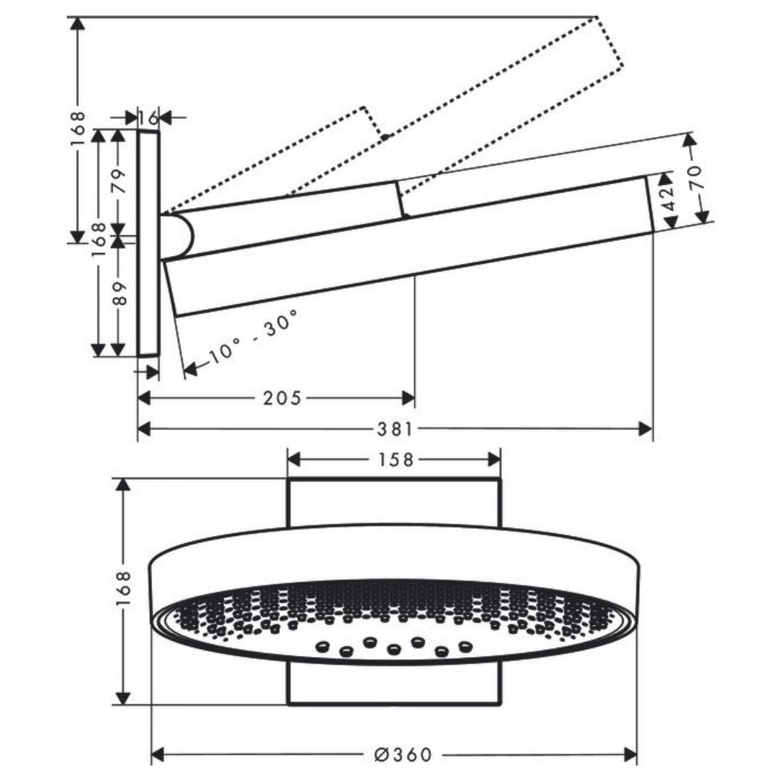 Nadglavne prhe — 26234700 Hansgrohe Rainfinity 360 nadglavna prha 3 funkcije | SAN-KERAMIKA.SI