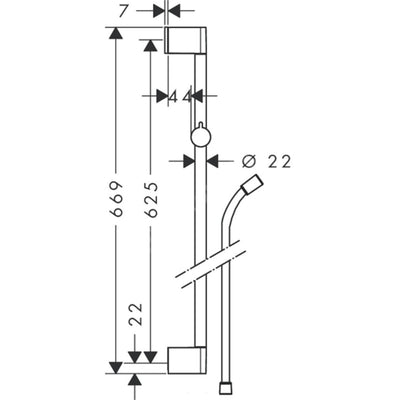 Tuš konzole — 26503000 Hansgrohe Unica pomična tuš konzola 650 mm | SAN-KERAMIKA.SI