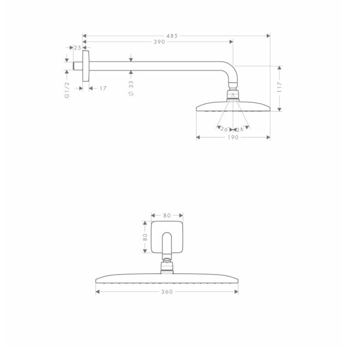 Nadglavne prhe — 27376000 Hansgrohe Raindance E Set 360 Air 1jet nadglavna prha | SAN-KERAMIKA.SI