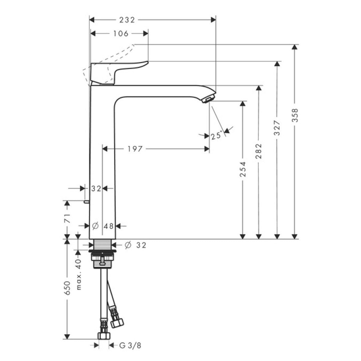 31082000 Hansgrohe Metris 260 visoka armatura za umivalnik