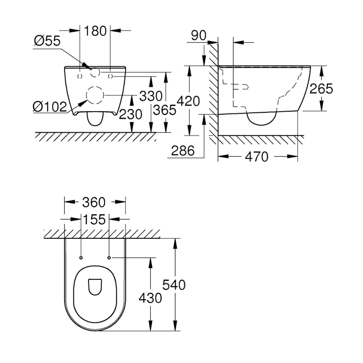 3957100H Grohe Essence Ceramic viseča brezrobna WC školjka