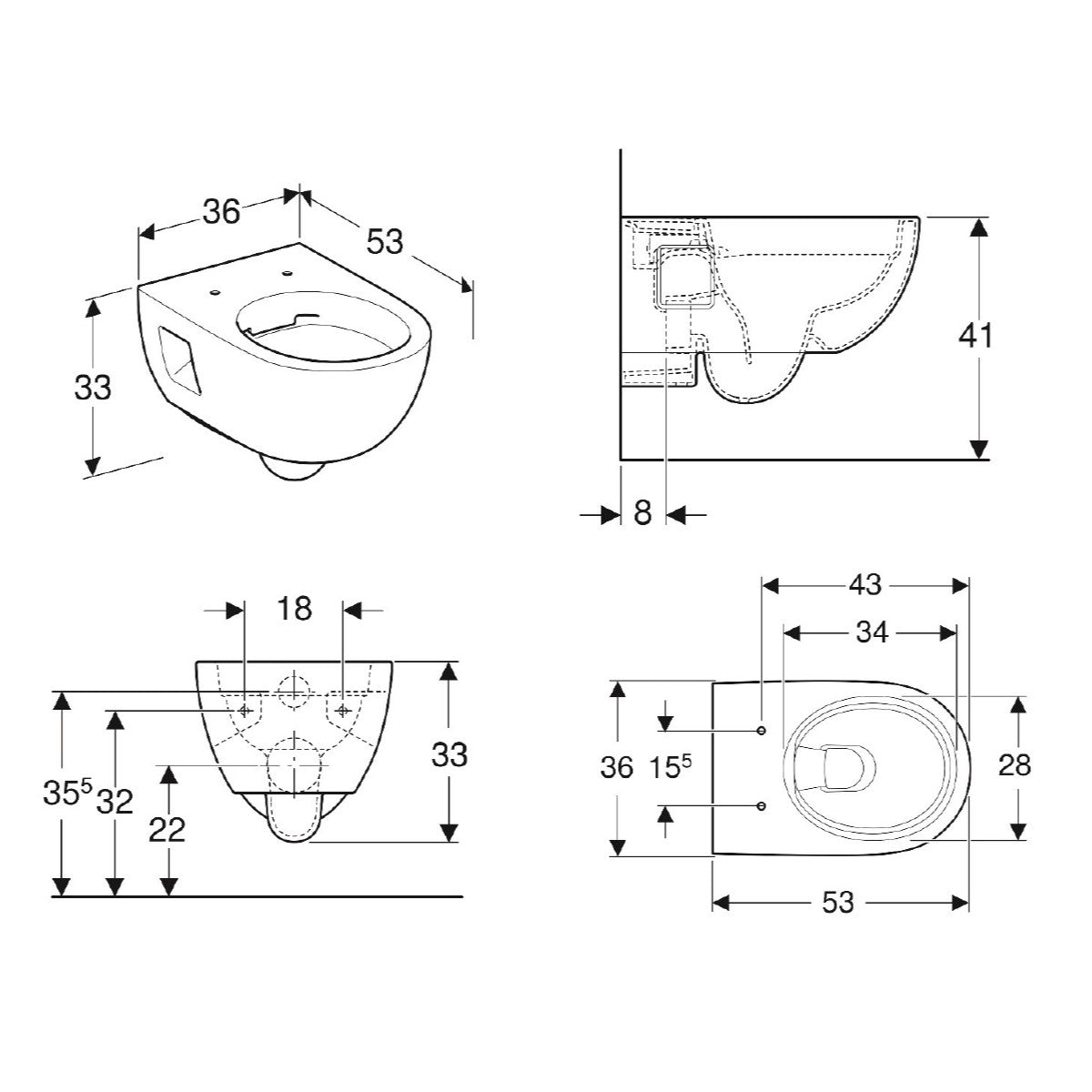 501.545.01.1 Geberit Selnova viseča brezrobna WC školjka