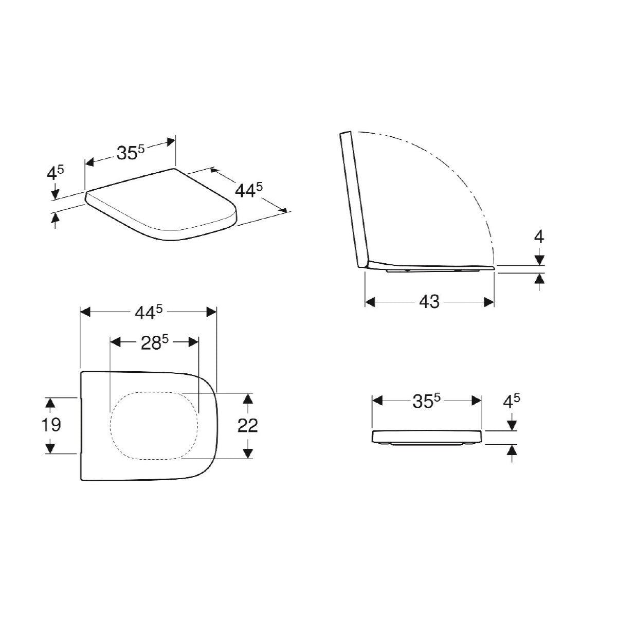 501.556.01.1 Geberit Selnova Square WC deska s počasnim zapiranjem "Soft Close"