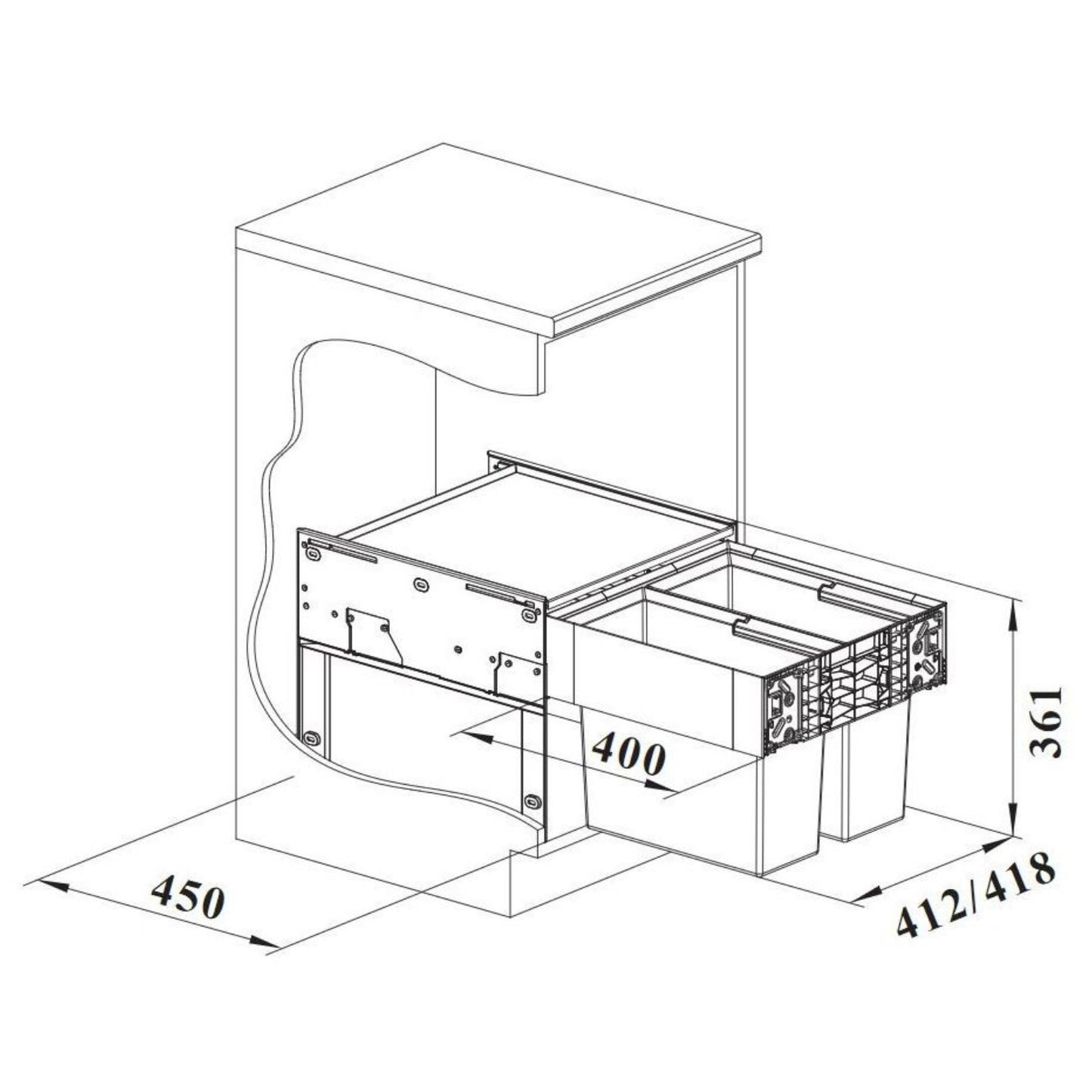 526200 Blanco Select II 45/2, 2 x 16l sorter odpadkov