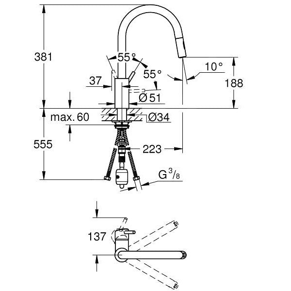 31483002 Grohe Concetto izvlečna kuhinjska armatura