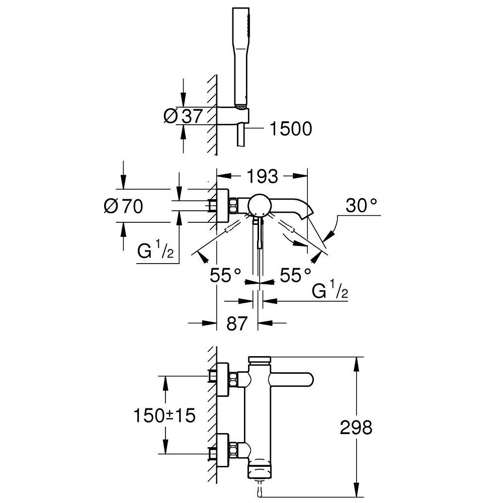 33628001 Grohe Essence New armatura za kad s tuš ročko