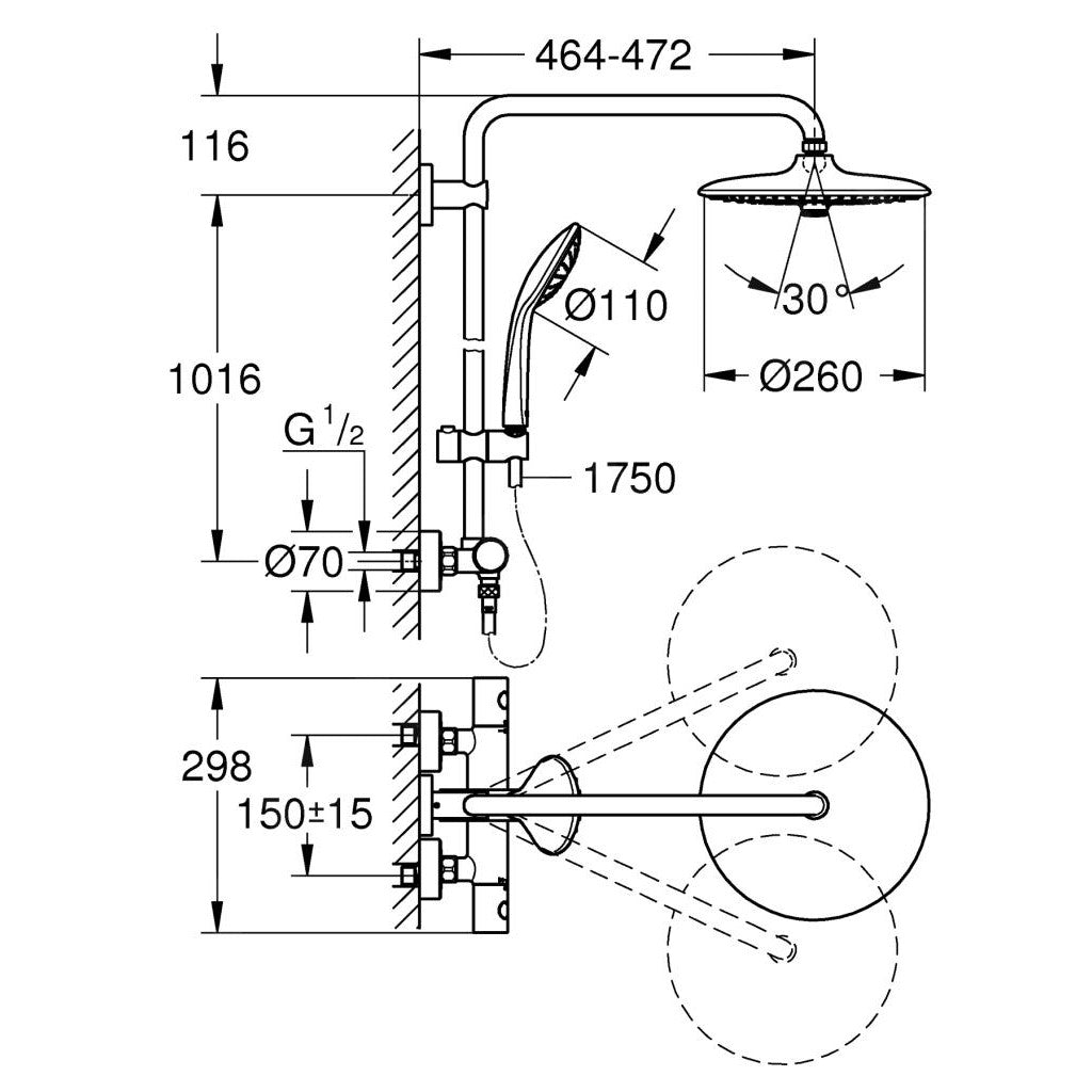 Tuš sistemi — 27296002 Grohe Euphoria 260 termostatska armatura s tuš setom | SAN-KERAMIKA.SI