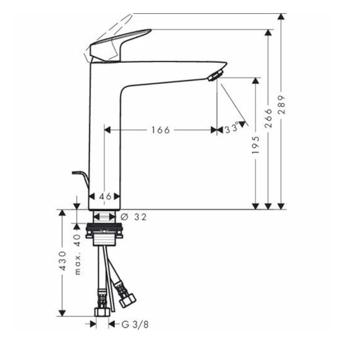 71090000 Hansgrohe Logis 190 visoka armatura za umivalnik