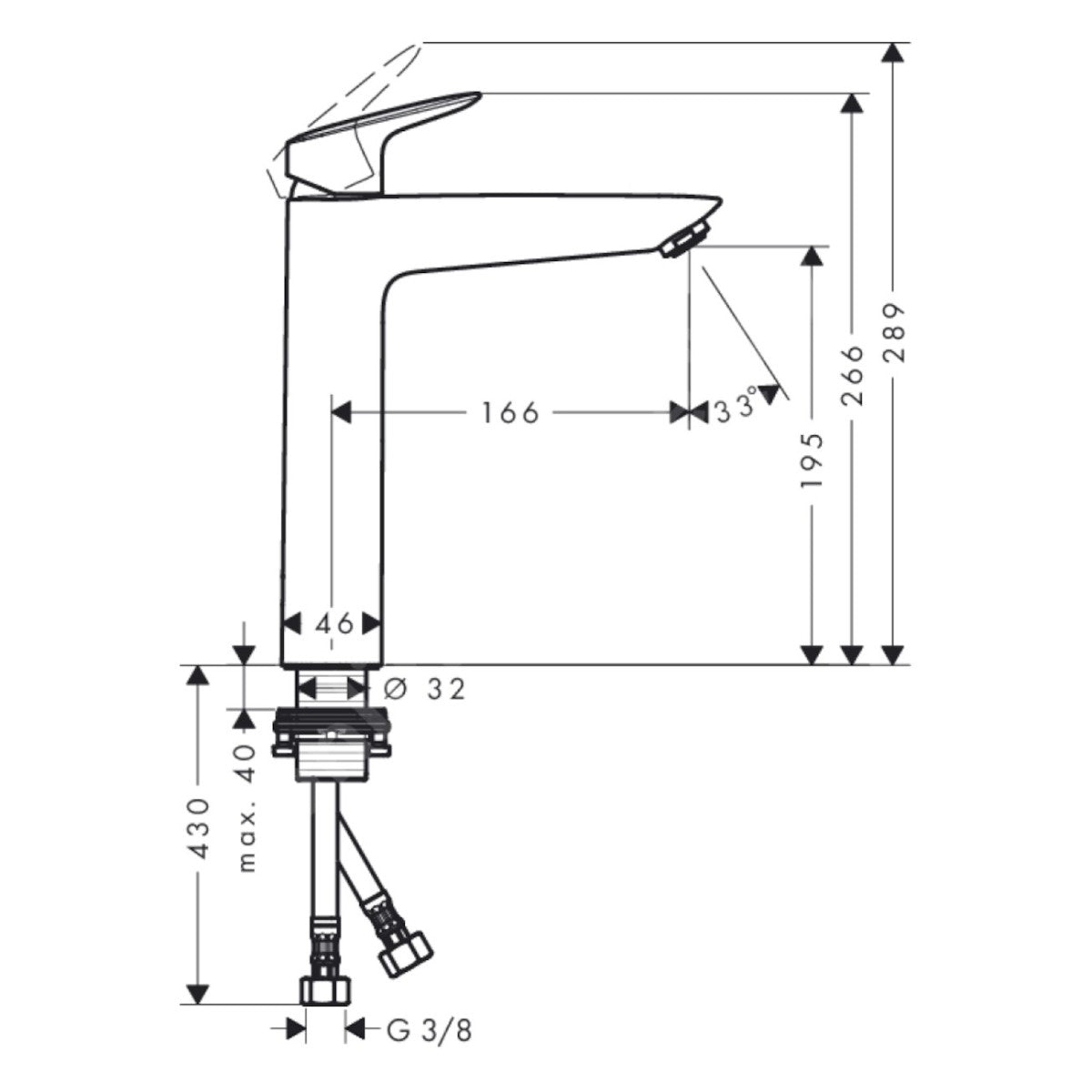 71091000 Hansgrohe Logis 190 visoka armatura za umivalnik