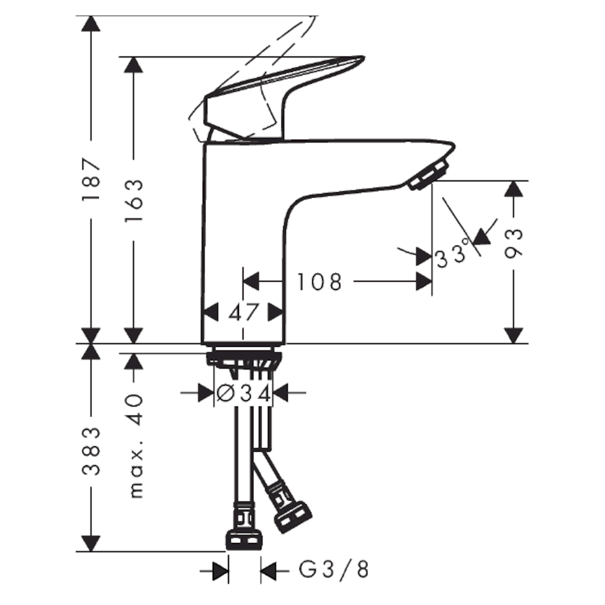 71107000 Hansgrohe Logis 100 Click-Clack armatura za umivalnik