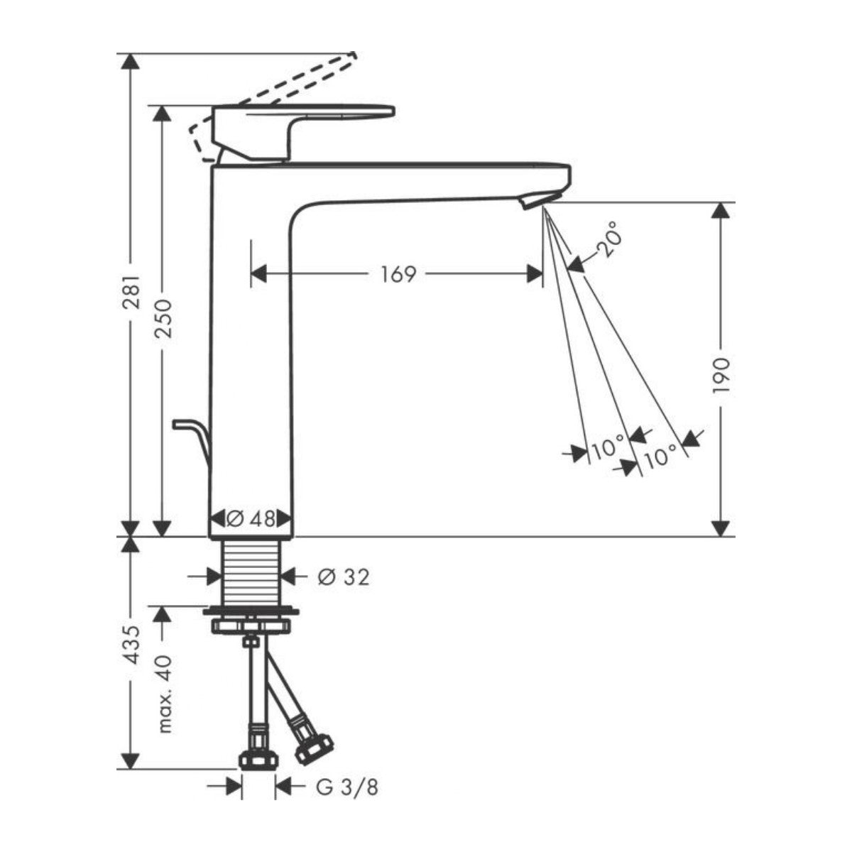 71552000 Hansgrohe Vernis Blend 190 visoka armatura za umivalnik