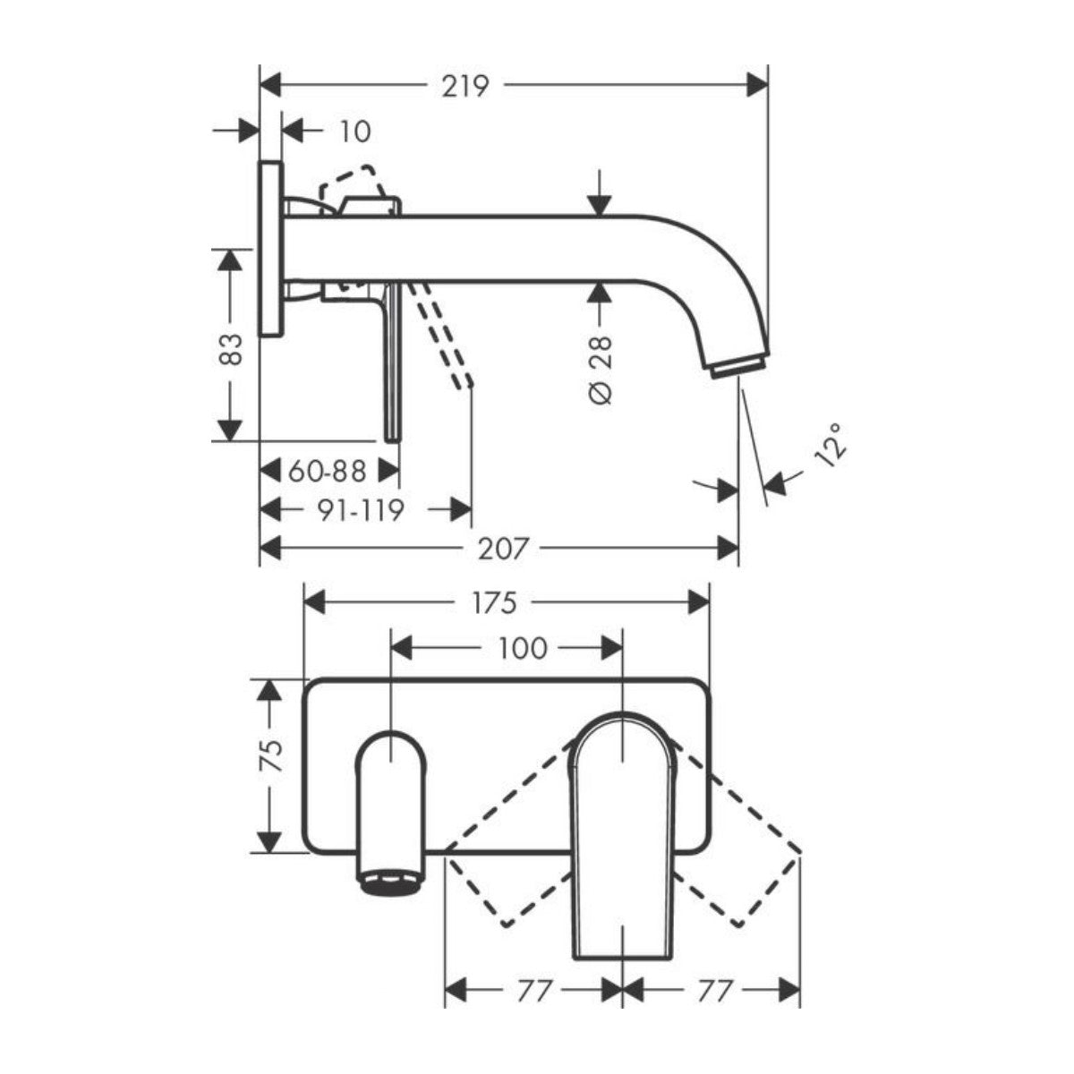 71578670 Hansgrohe Vernis Shape črna podometna armatura za umivalnik