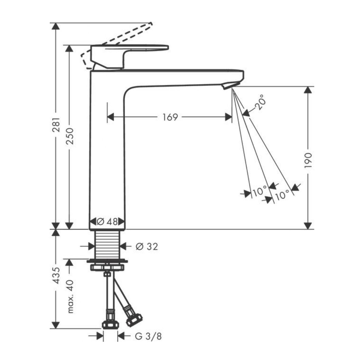 71582670 Hansgrohe Vernis Blend 190 črna visoka armatura za umivalnik